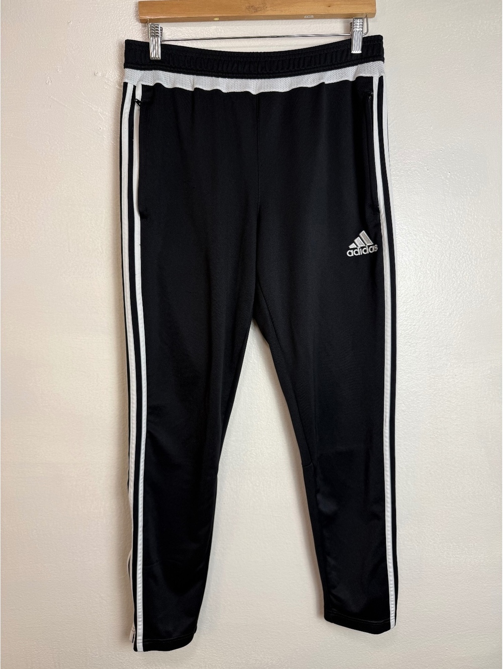 Adidas ClimaCool Black White 3-Stripes Track Pants Men’s L Zip Ankle